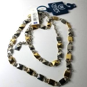 NWT Chaps L/XL Gold Silver Chainlink Belt or Long Necklace